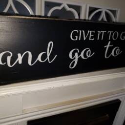 Give It To God & Go Sleep Sign Master Bedroom Distressed Wood Wall Hanging Religious Decor Rustic Modern Farmhouse - thumbnail 3