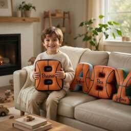 Personalized Basketball Letter Pillows, Initial Pillow With Name, Gift, Lover Player Fans Sports Gifts - thumbnail 3