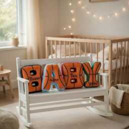 Personalized Basketball Letter Pillows, Initial Pillow With Name, Gift, Lover Player Fans Sports Gifts - thumbnail 4