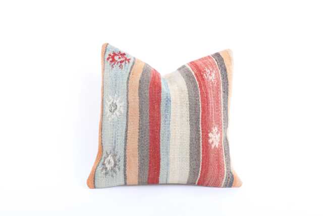 Handwoven Kilim Pillow 16x16 Turkish Ethnic Pillow - image 1