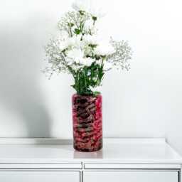 Burgundy & Gold Glass Vase For Flowers, Hand Painted Unique D??cor - thumbnail 1