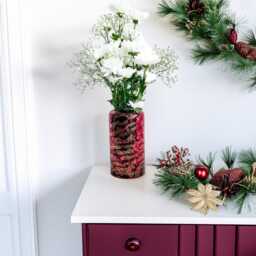Burgundy & Gold Glass Vase For Flowers, Hand Painted Unique D??cor - thumbnail 3