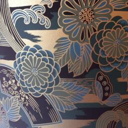 Lampshade 30 cm Wide 21 High - Handmade With Hand Silk Screen Printed Japanese Chiyogami Paper - thumbnail 2