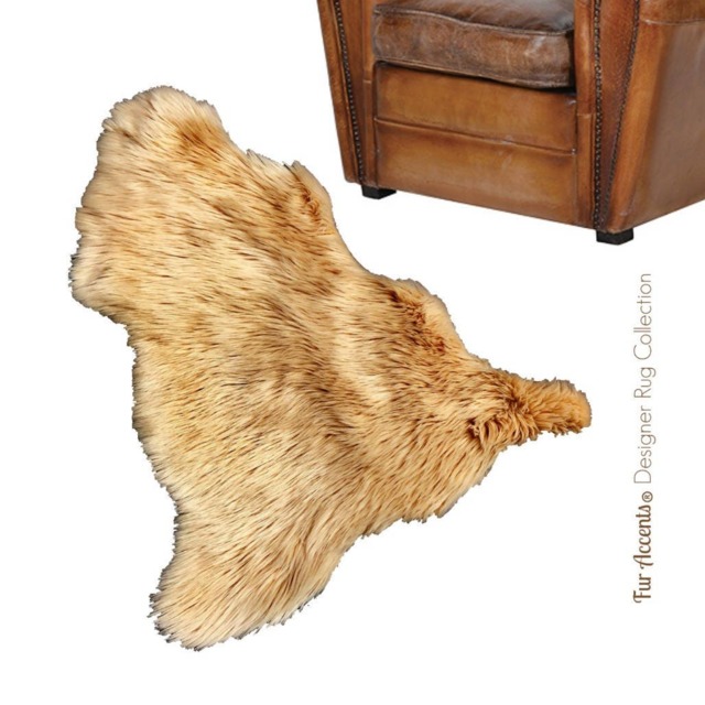 Faux Fur Area Rug - Shaggy Sheepskin, Hipster Shape Handmade Usa - image 1