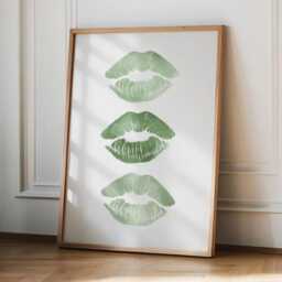 Lips Wall Art Green Trendy Home Print Lipstick Bedroom Living Room Poster Kitchen Picture - thumbnail 2