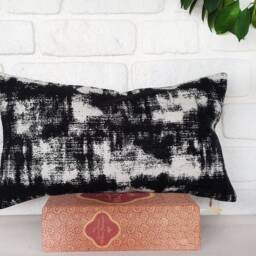 Cognac Faux Leather Pillow Cover Black White Abstract Lumbar - thumbnail 4
