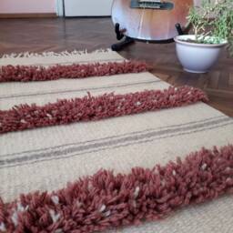 Handwoven Wool Runner Rug Striped Bohemian Accent Rug - 24x53 - thumbnail 4