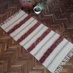Handwoven Wool Runner Rug Striped Bohemian Accent Rug - 24x53 - thumbnail 3