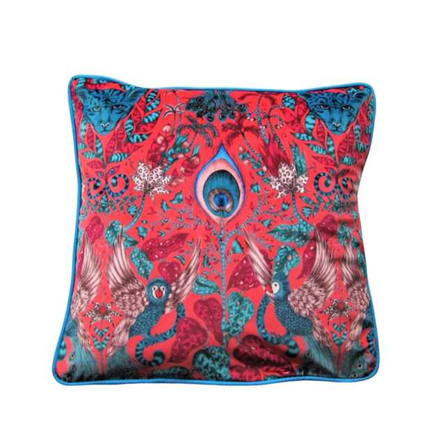 Clarke & Clarke, Dark Pink Fantasy Jungle Cotton Velvet Cover - image 1