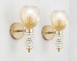 Murano Glass Wall Lamps Pair Of Barovier Luxury Mid-Century Modern Crystal Gold - thumbnail 1
