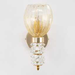 Murano Glass Wall Lamps Pair Of Barovier Luxury Mid-Century Modern Crystal Gold - thumbnail 3