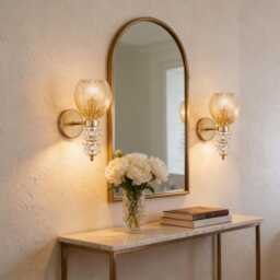Murano Glass Wall Lamps Pair Of Barovier Luxury Mid-Century Modern Crystal Gold - thumbnail 2