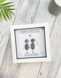 35Th Wedding Anniversary Gifts, Coral Anniversary, Handmade Pebble Art Personalised Gifts, Gift For Couples Thirty Five - thumbnail 1