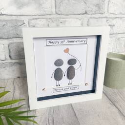 35Th Wedding Anniversary Gifts, Coral Anniversary, Handmade Pebble Art Personalised Gifts, Gift For Couples Thirty Five - thumbnail 3