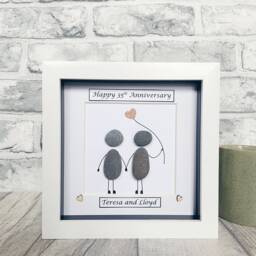 35Th Wedding Anniversary Gifts, Coral Anniversary, Handmade Pebble Art Personalised Gifts, Gift For Couples Thirty Five - thumbnail 2