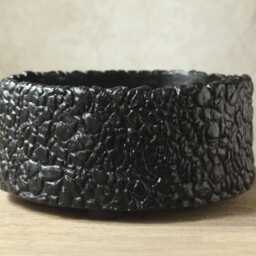 Pot For Caudex, Cactus, Succulents, Handmade Pot With Rustic Texture & Black Glaze. Size 28 cm - Width X 14 - Height - thumbnail 2