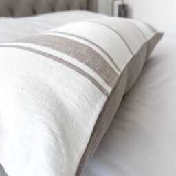 stripe Linen Bolster Pillow Cover Extra Long Lumbar Cushion, Boho Home Decor - thumbnail 3