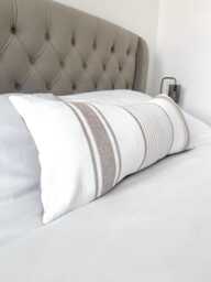 stripe Linen Bolster Pillow Cover Extra Long Lumbar Cushion, Boho Home Decor