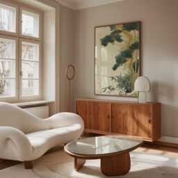 Asian Tree Wall Art Poster Bamboo Pine Illustration Nature Home Decor Living Room Print Soft Neutral Tones, Traditional Ink Style - thumbnail 4