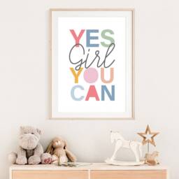 Yes Girl You Can Print, Girls Bedroom Prints, Positive Affirmation, Wall Art, Home Decor Decor, Nursery Art - thumbnail 3