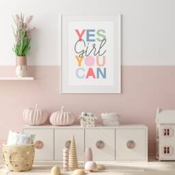 Yes Girl You Can Print, Girls Bedroom Prints, Positive Affirmation, Wall Art, Home Decor Decor, Nursery Art - thumbnail 2