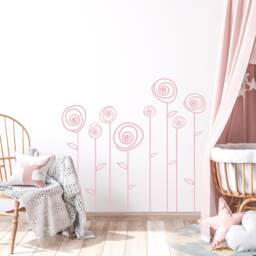 Flower Wall Decals For Baby Girls Nursery, Kids Bedroom Stickers, Children's Playroom Art Decor, Bright Custom Colors Wallpaper Sign