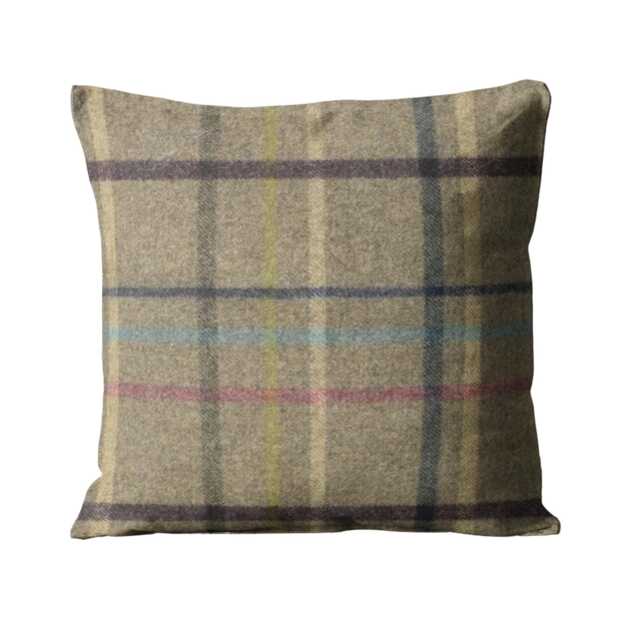 Abraham Moon, Multicheck, Fawn, 100% Wool Plaid, Checked Tartan Cushion Cover - image 1