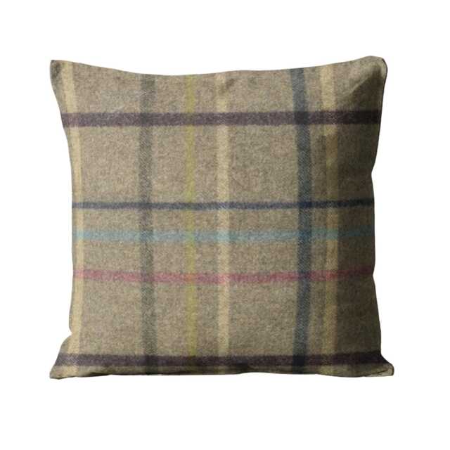 Abraham Moon, Multicheck, Fawn, 100% Wool Plaid, Checked Tartan Cushion Cover - image 1