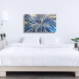 Navy Blue Metal Wall Sculpture Modern Abstract Art, Aluminum, Handmade - thumbnail 2