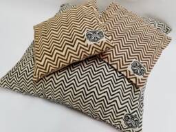 Hand Block Printed Cotton Pillow Cover Geometric Design - Leheria Black - thumbnail 1