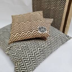 Hand Block Printed Cotton Pillow Cover Geometric Design - Leheria Black - thumbnail 4