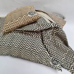 Hand Block Printed Cotton Pillow Cover Geometric Design - Leheria Black - thumbnail 3