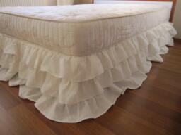 Linen Ruffle Bed Skirt, Dust Ruffle Shabby Chic 3-Tier Waterfall Bedding - thumbnail 1
