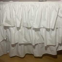 Linen Ruffle Bed Skirt, Dust Ruffle Shabby Chic 3-Tier Waterfall Bedding - thumbnail 4