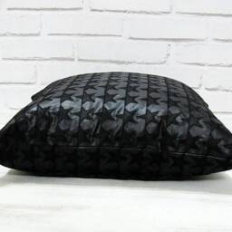 Black Faux Leather Star Embroidery Pillow Cover Scandinavian Decor - 17x17'' - thumbnail 2