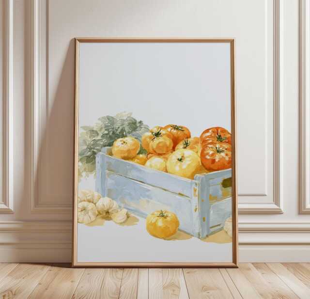 Tomato Crate Watercolour Poster, Kitchen Wall Art, Farmhouse Print - image 1