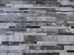 Patchwork Cowhide Rug Gray Stripes & Mix Of Panels - Handmade - thumbnail 1