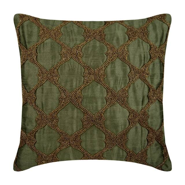 "Designer Lattice, Trellis, Moroccan Earthy Green Pillow Sham 24""x24""/26""x26" - image 1