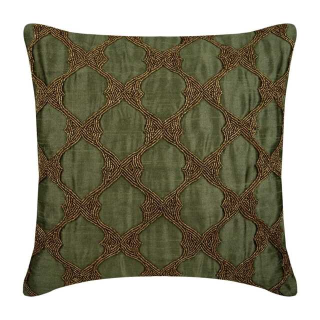 "Designer Lattice, Trellis, Moroccan Earthy Green Pillow Sham 24""x24""/26""x26" - image 1