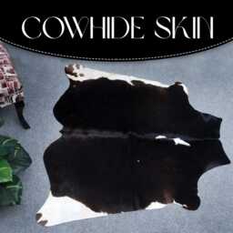 Versatile Medium Cowhide Accent - Dark Brown & White Premium Hair-On Leather Rug - thumbnail 3