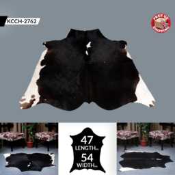 Versatile Medium Cowhide Accent - Dark Brown & White Premium Hair-On Leather Rug - thumbnail 2