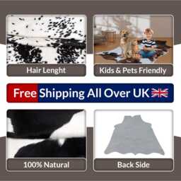 Versatile Medium Cowhide Accent - Dark Brown & White Premium Hair-On Leather Rug - thumbnail 4