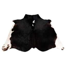 Versatile Medium Cowhide Accent - Dark Brown & White Premium Hair-On Leather Rug - thumbnail 1