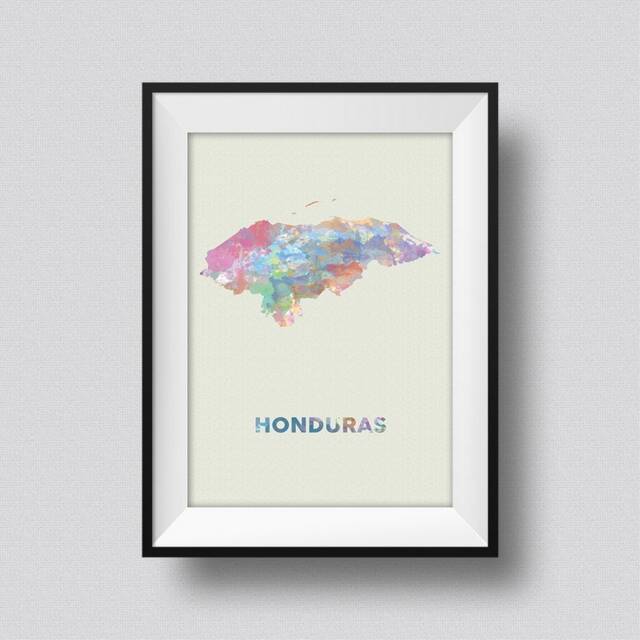 Honduras Watercolor Map Art Print Ink Splash Poster Canvas