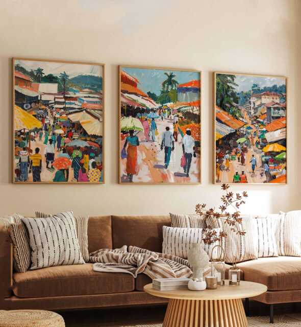 Set Of 3 Yaound?? Posters, Cameroon Prints, Wall Art Set, African City Travel Cultural Decor - image 1