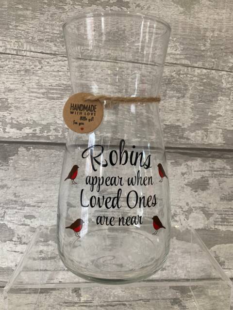 Robin Vase, Robins Appear When Loved Ones Are Near, Xmas Gift, Gift - image 1