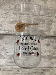 Robin Vase, Robins Appear When Loved Ones Are Near, Xmas Gift, Gift - thumbnail 1