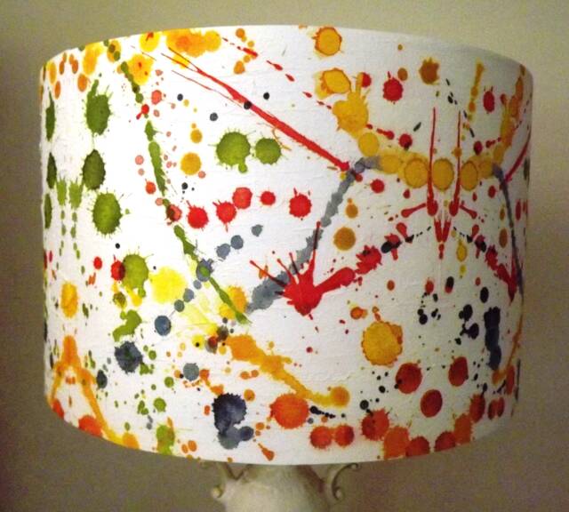 Primary Paint Splash Lampshade, Shabby Chic Lamp Shade, Grunge, Scrapbooking Free Gift - image 1