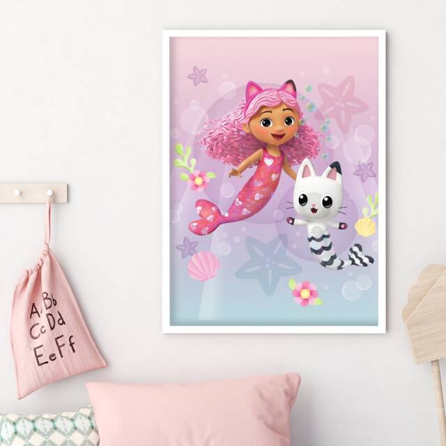 Gabby's Dollhouse Print - Gabby & Pandy Mermaids Poster Kids Wall Art - image 1