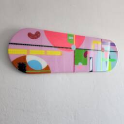 Modern Neon Decor - 39.5x12 Inches, Handmade Pink Abstract Resin Wall Art - thumbnail 2